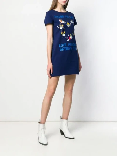 Shop Love Moschino Skydiving Print T-shirt Dress In Blue