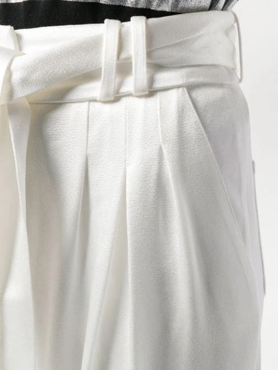 Shop Balmain Tie Front Straight Trousers - White