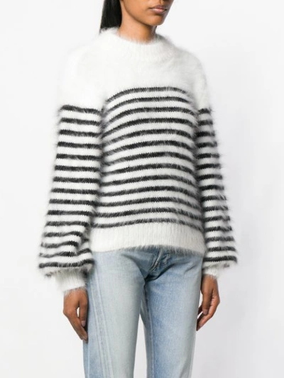 Shop Alanui Striped Sweater In White