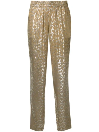 Shop Layeur Metallic Tapered Trousers In Khaki/ Silver
