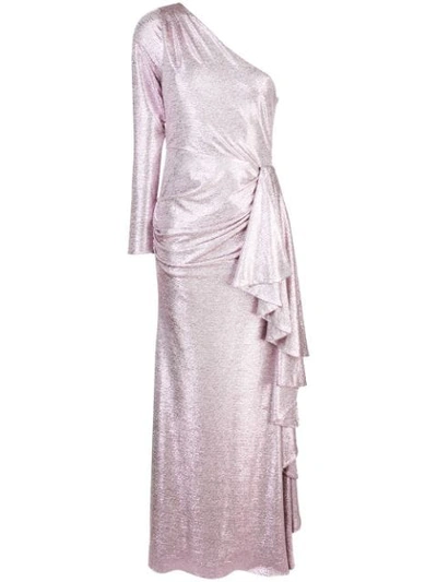 Shop Zac Zac Posen 'ray' Metallic-robe - Rosa In Pink