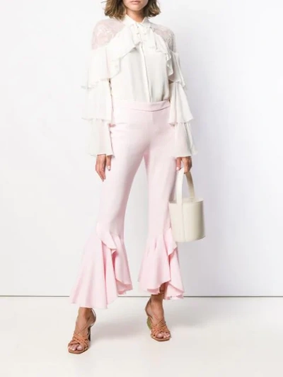 Shop Giambattista Valli Asymmetric Bell Bottom Trousers In Pink