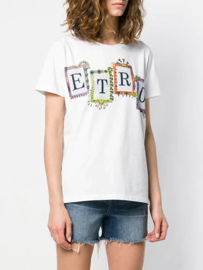Shop Etro Logo Print T-shirt In White