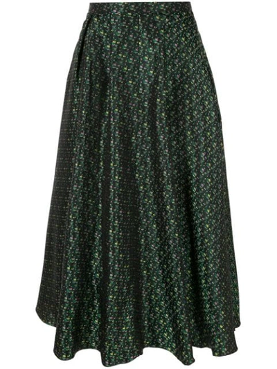 Shop Rochas Patterned Midi Skirt In Green