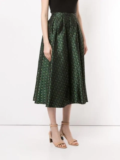 Shop Rochas Patterned Midi Skirt In Green