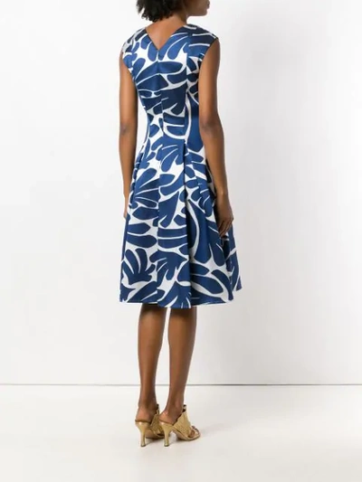 Shop Talbot Runhof Printed Flared Midi Dress In Blue