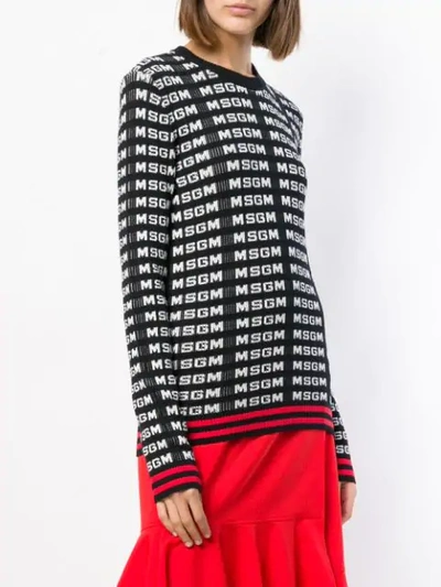 Shop Msgm Logo Sweater In Black