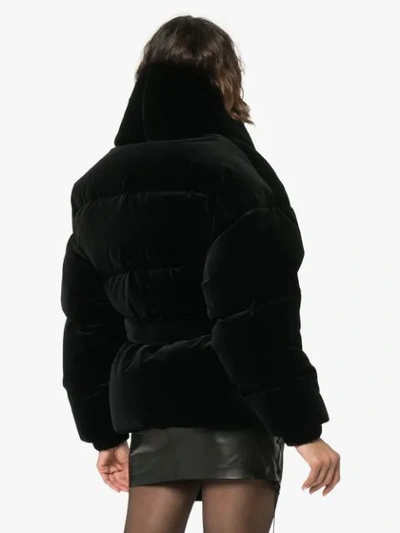 Shop Alexandre Vauthier Cropped Belted Puffer Jacket In Black