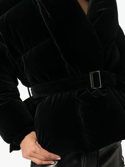 Shop Alexandre Vauthier Cropped Belted Puffer Jacket In Black