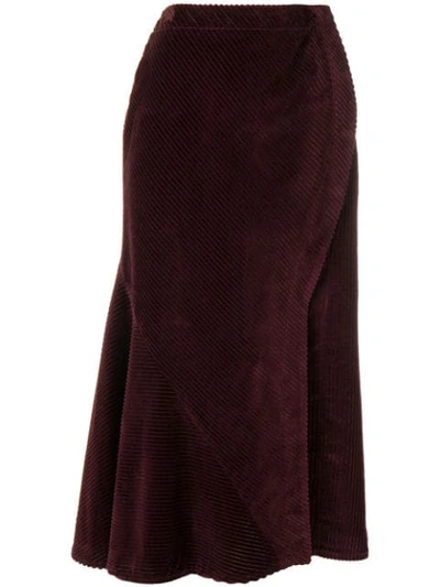 Shop Cedric Charlier High Waisted Corduroy Skirt In Red