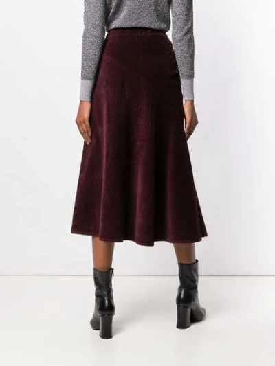 Shop Cedric Charlier High Waisted Corduroy Skirt In Red