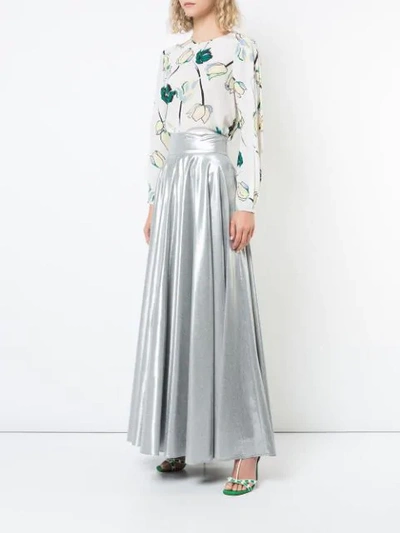 Shop Diane Von Furstenberg High Waisted Long Skirt In Metallic