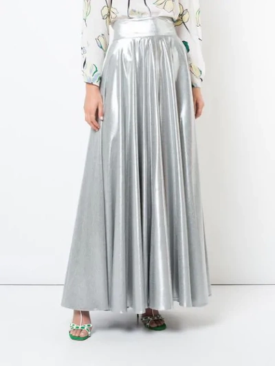 Shop Diane Von Furstenberg High Waisted Long Skirt In Metallic