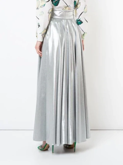 Shop Diane Von Furstenberg High Waisted Long Skirt In Metallic