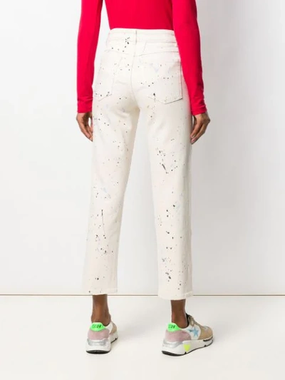 Shop Closed Paint Splatter Straight Cropped Jeans In Neutrals