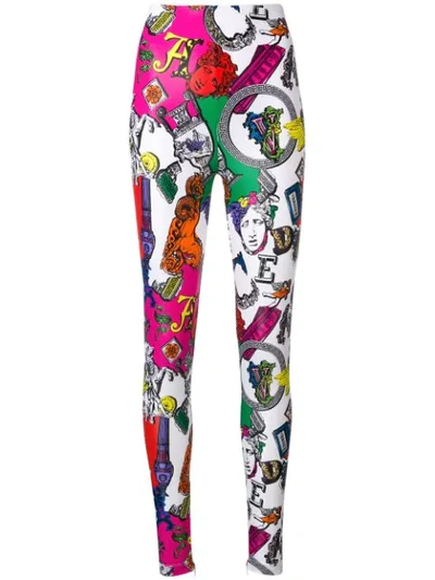 Shop Versace Icon Printed Leggings In White