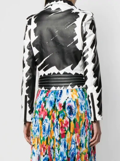 Shop Moschino Brushstroke Biker Jacket In Black