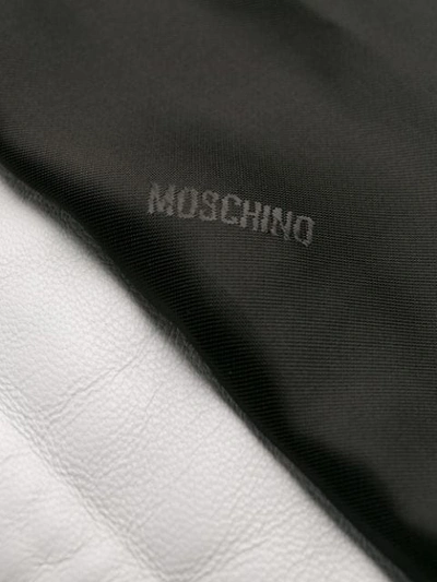 Shop Moschino Brushstroke Biker Jacket In Black