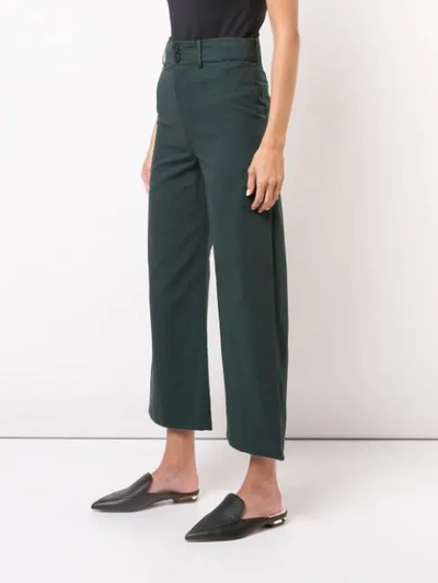 Shop Apiece Apart Straight Cropped Trousers - Green