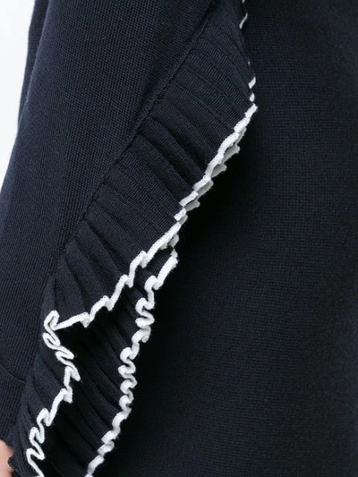 Shop Oscar De La Renta Cold-shoulder Ruffled Knitted Midi Dress - Black