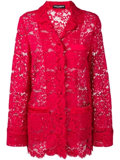 Shop Dolce & Gabbana Lace Jacket In Red