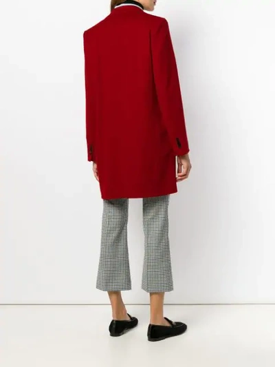 Shop Alberto Biani Single Breasted Mid Coat In Red