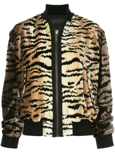 Shop Haider Ackermann Tiger Stripe Bomber Jacket In Myrica Cream/black