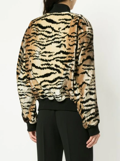 Shop Haider Ackermann Tiger Stripe Bomber Jacket In Myrica Cream/black