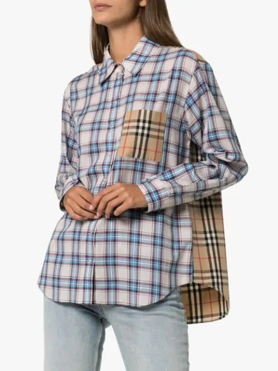 Shop Burberry Payton Contrast Check Shirt In A1397 Pale Blue