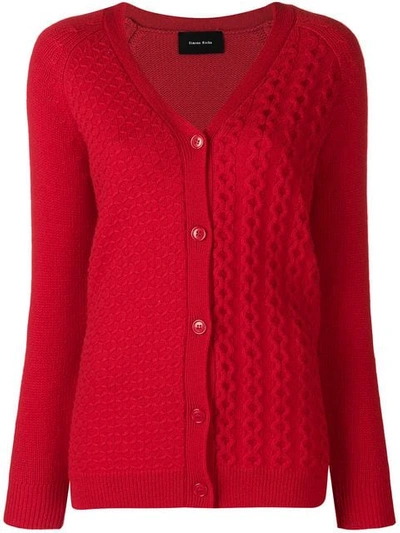 Shop Simone Rocha Chunky Knit Cardigan In Red
