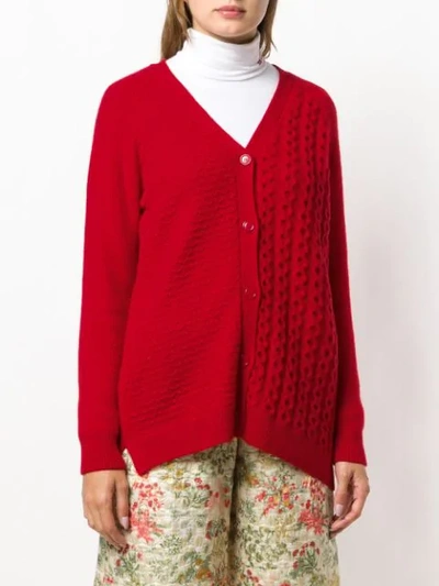 Shop Simone Rocha Chunky Knit Cardigan In Red