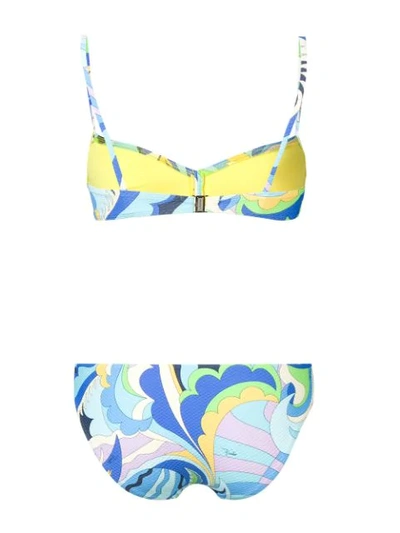 Shop Emilio Pucci Abstract Print Bikini - Blue