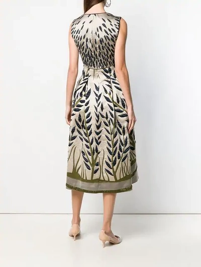 Shop Fendi Leaf Embroidered Midi Dress In F03qe-color Block