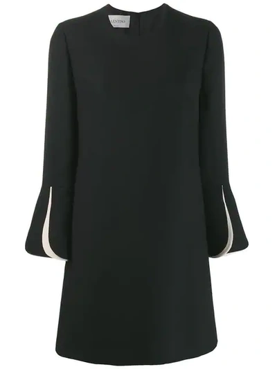 Shop Valentino Layered Sleeves Couture Dress In Black