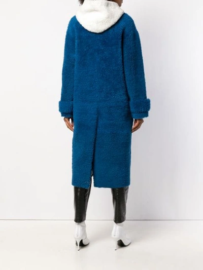 Shop Inès & Maréchal Hooded Shearling Coat In Blue