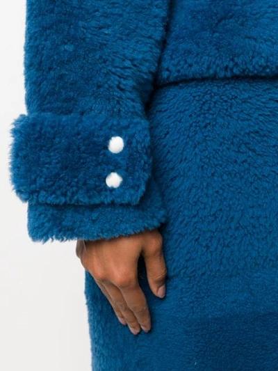 Shop Inès & Maréchal Hooded Shearling Coat In Blue