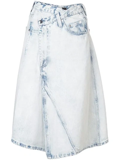 Shop Proenza Schouler Acid Wash Asymmetric Skirt In Bleached Acid