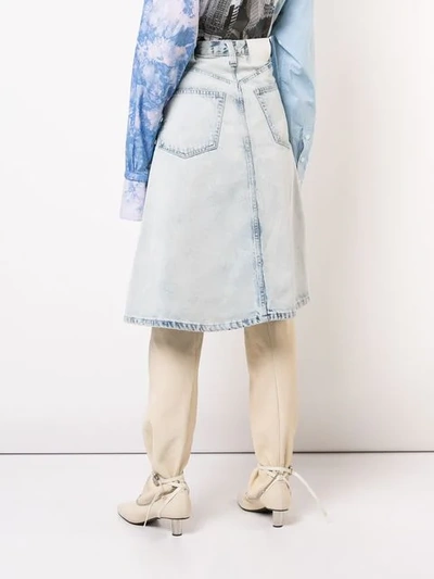 Shop Proenza Schouler Acid Wash Asymmetric Skirt In Bleached Acid
