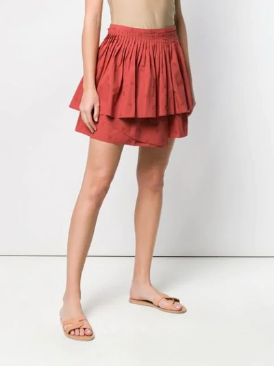 ULLA JOHNSON RUFFLED MINI DRESS - 红色