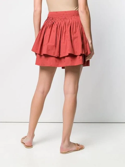 ULLA JOHNSON RUFFLED MINI DRESS - 红色