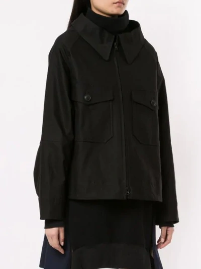 Shop Yohji Yamamoto Oversized Pocket Shirt Jacket In Black