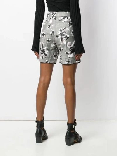 Shop Neil Barrett Prince Of Wales Floral Shorts In Grey