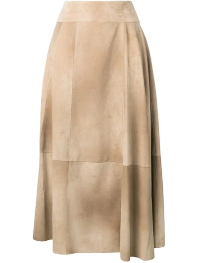 Shop Bottega Veneta Airbrush Printed Midi Skirt In Neutrals