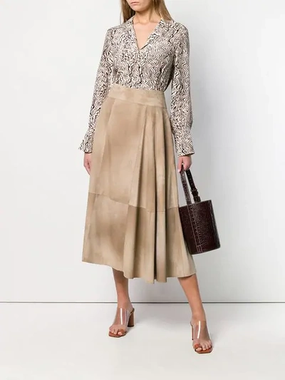 Shop Bottega Veneta Airbrush Printed Midi Skirt In Neutrals
