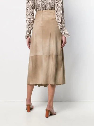 Shop Bottega Veneta Airbrush Printed Midi Skirt In Neutrals