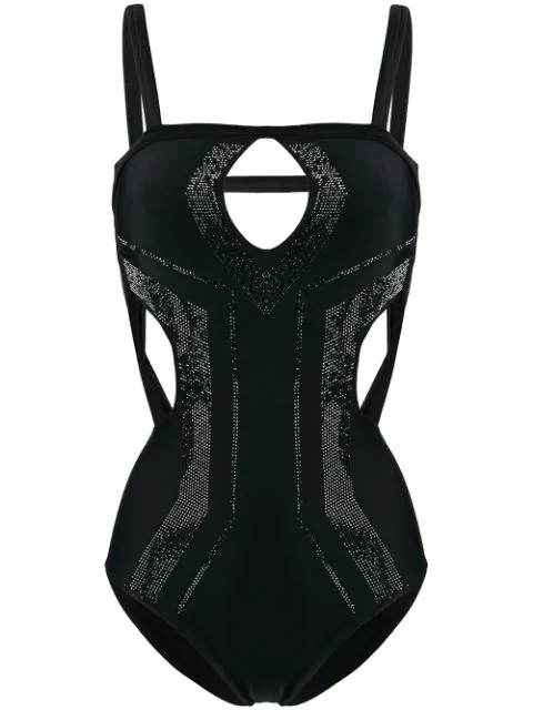 black embellished swimsuit