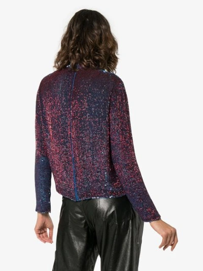 Shop Ashish Sequin Embellished Silk Top In Blue Red