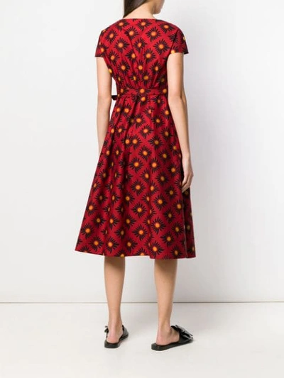 Shop Aspesi Belted Floral Print Dress In Red