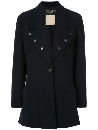 Pre-owned Chanel Button-embellished Blazer In Blue