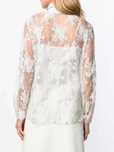 Shop Bottega Veneta Floral Lace Shirt In Neutrals